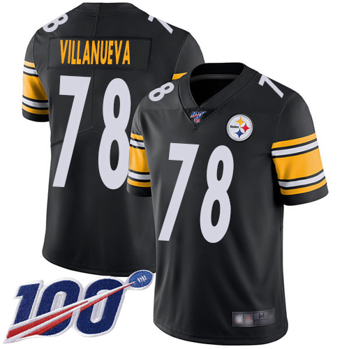 Men Pittsburgh Steelers Football #78 Limited Black Alejandro Villanueva Home 100th Season Vapor Untouchable Nike NFL Jersey